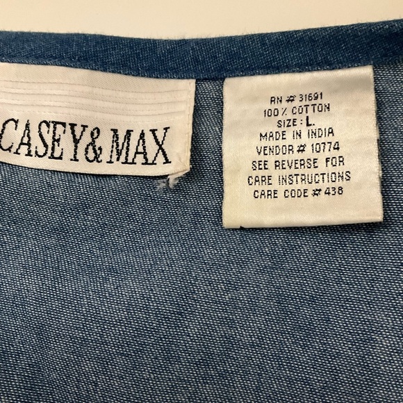 Casey & Max Vintage Vest Denim & Plaid Christmas School Large Blue Red Green - Picture 5 of 11